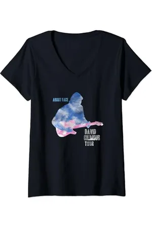 David Gilmour Damen Über Face Tour T-Shirt mit V-Ausschnitt