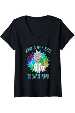 Rick and Morty School T-Shirt mit V-Ausschnitt