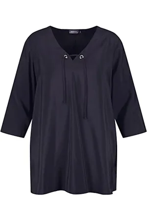 Samoon Damen Blusenshirt mit 3/4 Arm 3/4 Arm unifarben 42