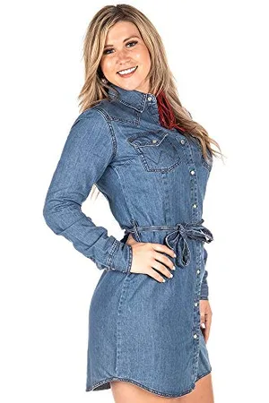 Wrangler Damen Retro Long Sleeve Western Snap Dress Lässiges Kleid, , X-Groß