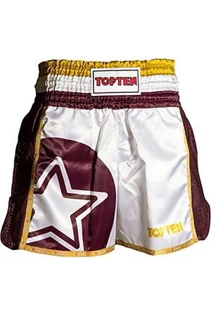 Top Ten Thaibox-Shorts „Star“ - Weiss-weinrot, Gr. L