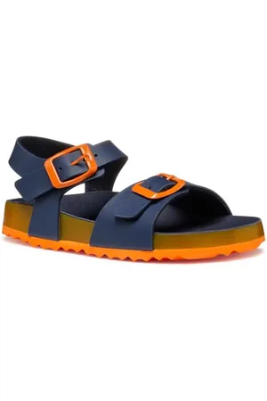 Geox J Ghita Boy C Sandal, Navy/Orange, 39 EU