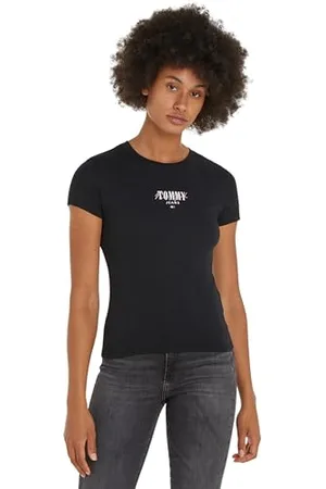 Tommy Hilfiger Damen T-Shirt Kurzarm Slim Rundhalsausschnitt, (Black), 4XL