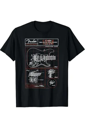 Fender Stratocaster Diagram Boxes Guitar T-Shirt