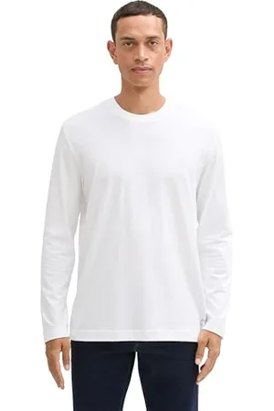 TOM TAILOR Herren 1044770 Basic Longsleeve aus Baumwolle, 20000-White, S