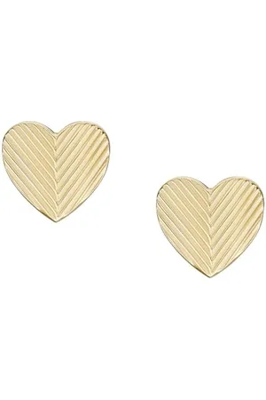 Fossil Damenohrstecker Harlow Linear Texture Heart Edelstahl goldfarben, JF04654710