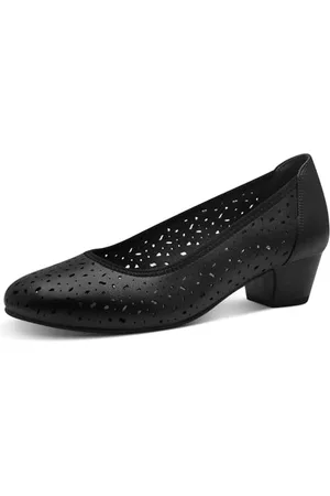 Jana Damen Pumps Kleiner Absatz Vegan, (Black), 39 EU