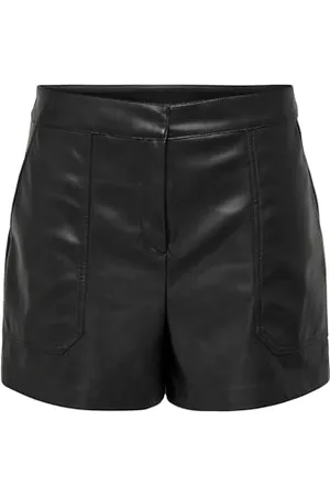 ONLY Female Kunstledershorts ONLTRICIA Mittlere Taille Baggy Fit Kunstledershorts