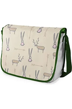 Bonamaison Le Jardin du Lin Digital Bedruckte Messenger Schultaschen mit Khaki Riemen für Mädchen und Jungen, Zurück zur Schule, Kuriertaschen für Schüler, Umhängetaschen, Größe: 29x36 Cm