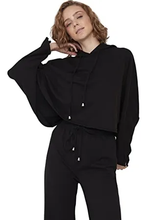 Trendyol Damen Kapuzensweatshirt, einfarbig Sweatshirt, , 46