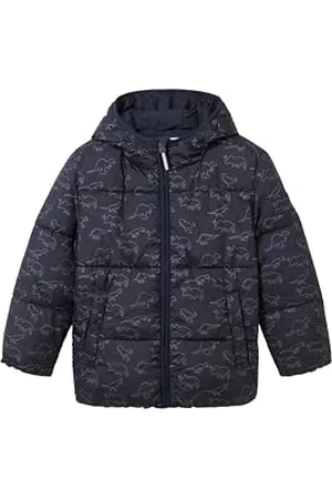 TOM TAILOR Jungen 1038479 Puffer Winterjacke mit Kapuze, 32672-reflective Dino Allover, 116/122