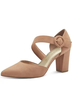 Marco Tozzi Damen Pumps Spitz mit Schließe, Braun , 42 EU
