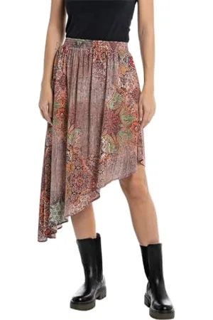 Replay Damen Rock Knielang All Over Print, (Mehrfarbig), XL
