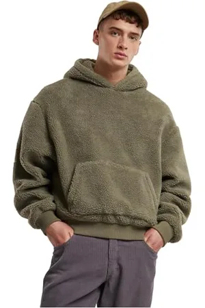 Urban classics Herren Kapuzenpullover Oversized Teddy Hoody, lässiger Männer Kapuzenpullover aus weichem Teddyfell, Oversize Fit
