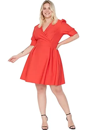 Trendyol Damen Mini Wrapover Regular Dress Kleid, , 50 Plus