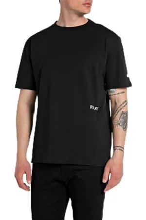 Replay Herren T-Shirt Kurzarm aus Baumwolle, (Schwarz), S