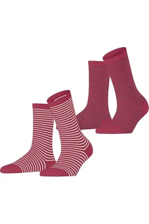 ESPRIT Damen Socken Fine Line Multipack W So Baumwolle gemustert 2 Paar, , 35-38