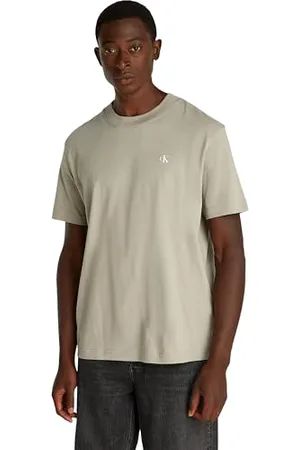 Calvin Klein Herren T-Shirt Kurzarm Painted Tee mit Rundhalsausschnitt, Beige (Laurel Oak), M