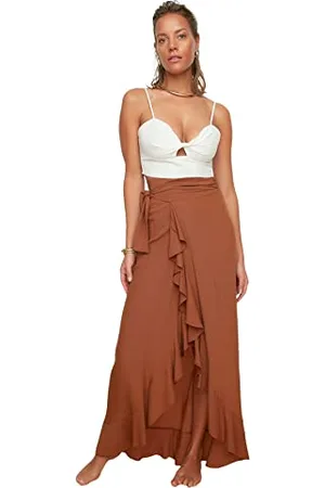 Trendyol Damen Flywheel Detailed Skirt. Skirt, Cinnamon, 42 EU