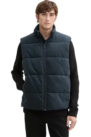 TOM TAILOR Herren 1043593 Cord Puffer Weste mit Stehkragen, 10362-Dark Gable Green, M