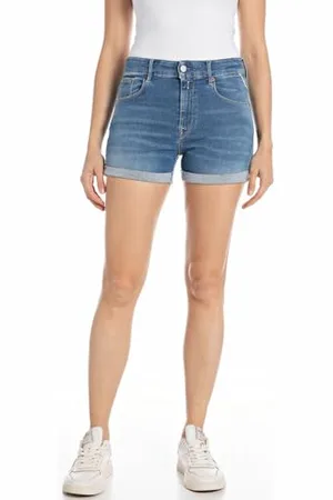 Replay Damen Jeans Shorts Dinah Hyperflex mit Stretch, (Blau), 33