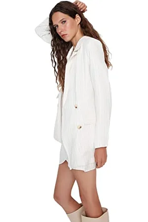 Trendyol Frau Normal Zweireihig Reverskragen Webstoff Blazer