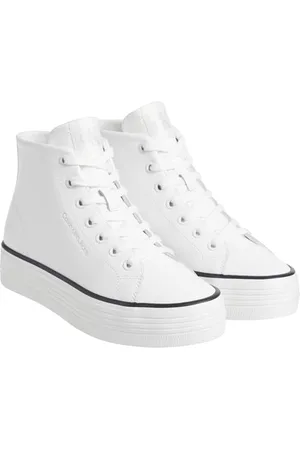 Calvin Klein Damen Vulcanized Sneaker Bold Mid High Top, Weiß (Bright White/Black), 40