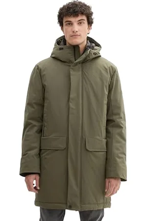 TOM TAILOR Herren 1044634 Technical Wintermantel mit Kapuze, 23802-Urban Olive Green, XXL