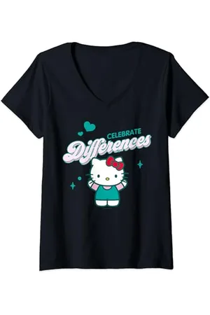 Hello Kitty Feiern Sie Unterschiede - T-Shirt mit V-Ausschnitt