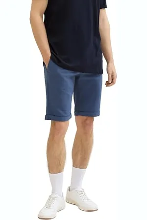 TOM TAILOR Herren Slim Fit Bermuda Short mit Karo-Muster, navy blue check, L