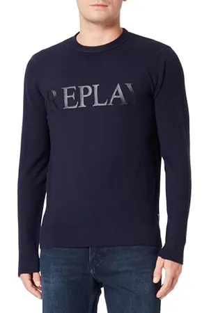 Replay Herren Pullover aus Baumwoll/Kaschmirmix, (Blau), XL