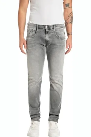 Replay Herren Jeans Anbass Slim-Fit Hyperflex mit Stretch, Grau , 36W / 32L
