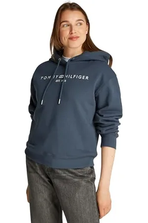 Tommy Hilfiger Damen Hoodie mit Logo, Blau (Military Denim), 3XL