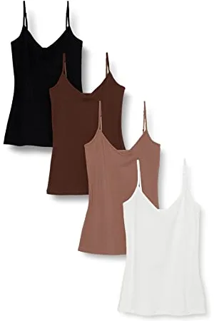 Amazon Damen Strick-Lagen-Camisole mit V-Ausschnitt in schmaler Passform (erhältlich in Übergrößen), 4er-Pack, , 3XL Große Größen