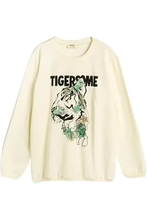 Koton Boys Sweatshirt Long Sleeve Crew Neck Tiger Printed Soft Interior