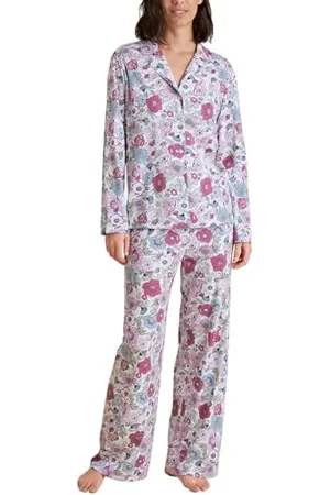 Calida African Dreams Pyjama, durchgeknöpft Damen, aus 100% Supima Baumwolle