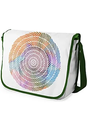 Bonamaison Le Jardin du Lin Digital Bedruckte Messenger Schultaschen mit Khaki Riemen für Mädchen und Jungen, Zurück zur Schule, Kuriertaschen für Schüler, Umhängetaschen, Größe: 29x36 Cm