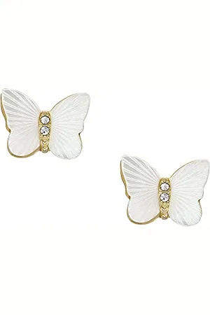 Fossil Ohrringe für Frauen Radiant Wings Perlmutt Ohrstecker Schmetterling, Länge: 7mm, Breite: 9.7mm, JF04422710