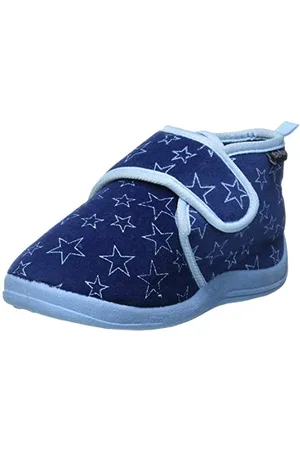 Playshoes Kinder Hausschuhe mit praktischem Klettverschluss, niedliche Hüttenschuhe für Mädchen und Jungen, mit Sternen-Muster