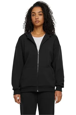 Urban classics Damen Kapuzenpulli Ladies Cozy Oversized Zip Hoody, lässiges Hoodie für Frauen mit Reißverschluss, black, XXL