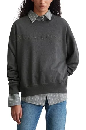 Marc O’ Polo Marc OߴPolo Damen Sweatshirt aus Bio-Baumwolle Relaxed Fit, Grau (Deep Grey Melange), L