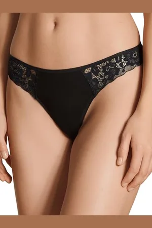 Calida Natural Comfort Lace String Damen, niedrig geschnitten, aus hochwertiger Supima-Baumwolle, mit Spitzendetails