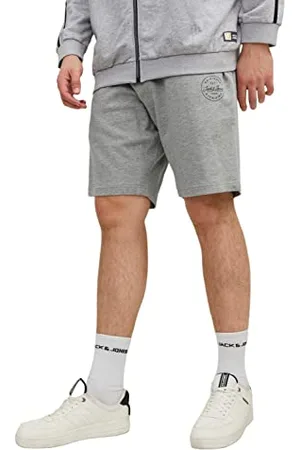 JACK & JONES Shorts Kurze Jogginghose Plus Size Sweat Pants Jogger Training Freizeit JPSTSHARK, Größe Shorts:W42,Farben:Grau-2