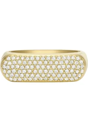 Fossil Damen-Siegelring Heritage D-Link Glitz Edelstahl goldfarben, JF045857108