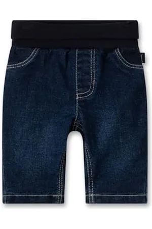 Sanetta Unisex Baby 11586 Baby-Jeans | Praktische Und Bequeme Webhose Aus Baumwolle. Gefütterte Hose Mit Umschlagbund In Jeans-Optik Bekleidung, , 62 EU