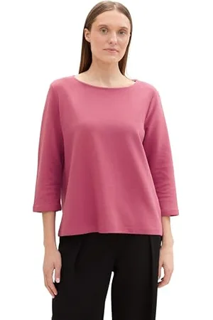 TOM TAILOR Damen 1043102 Langarm Shirt mit Struktur, 16348-Pink Velvet, XXX-Large