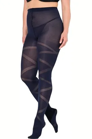Ulla Popken Damen Strumpfhose, Streifen, , 68-70