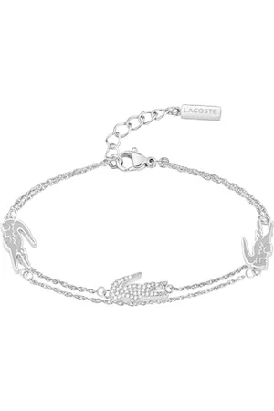Lacoste Doppeltes Ketten-Armband für Damen Kollektion CROCODILE aus Edelstahl mit Charms in Form eines Krokodils - 2040471