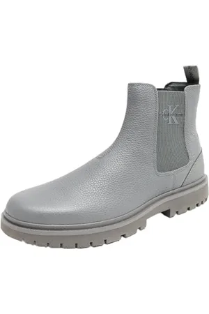 Calvin Klein Herren Chelsea Boots Eva Mid aus Leder, Grau (Charcoal Grey), 43