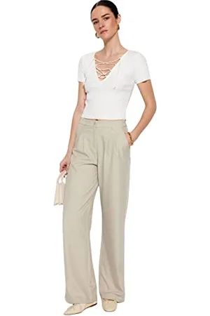 Trendyol Damen Damenhose, Normale Taille, weites Bein Hose, , 60